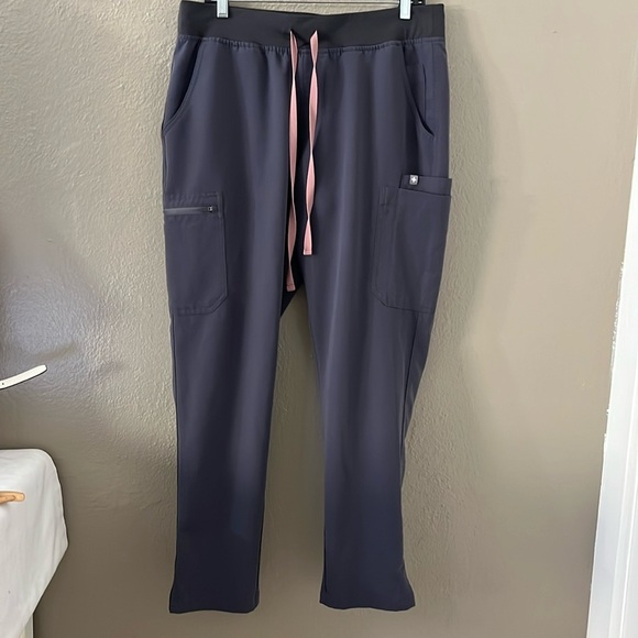 FIGS Yola Scrub Pants Yoga Style Size L | Dark Grey High-Waisted Comfortable Fit - Picture 12 of 12
